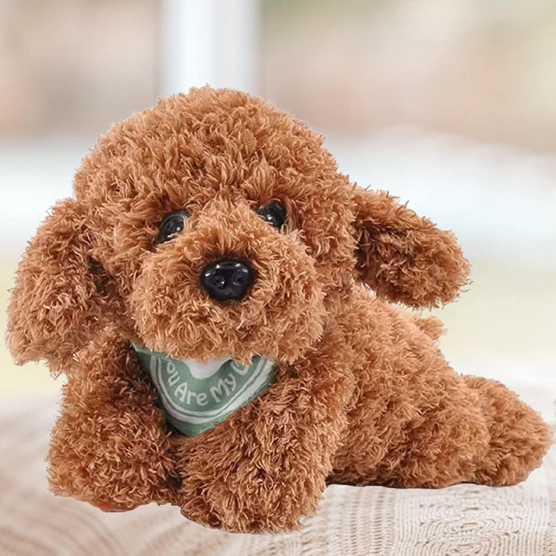 Dog Stuffed Animal, Golden Doodle Puppy Plush Toy With Realist Weighted Sof