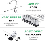 12 Pack Heavy Duty Add on Metal Pants Skirt Hangers, Stackable Add-on Metal Clothes Hangers with 2-Adjustable Clips, Cascading Clip Hangers Space Saving for Jeans, Slacks