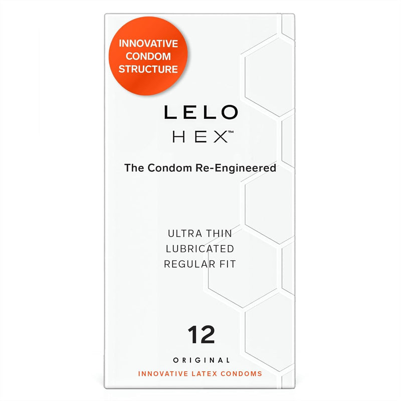 Hex Original Ultra Thin Condoms With Increased Strength, Male Condom, Lubricated Condoms For Men, 2.12-Inch/54 Mm Diameter (12 Pack)
