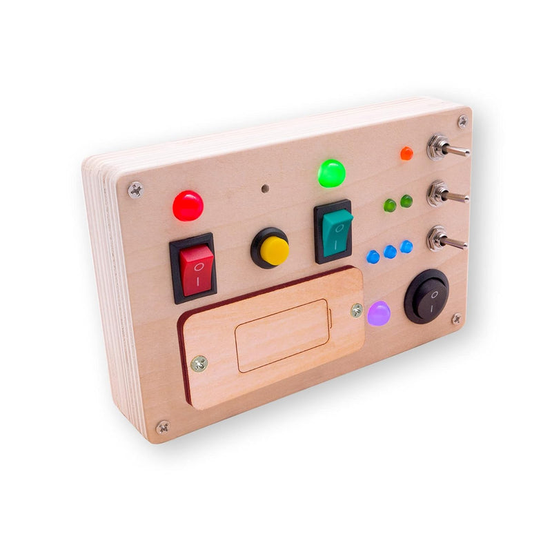 Led Light Switch Busy Board Montessori Toy With Button For Kids, Wooden Con