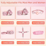 12-Piece Bondage Restraint Kit – Adjustable BDSM Set for Beginners (Pink)