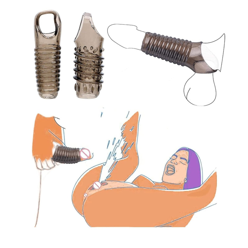 Penis Enlargement Silicone Sleeves - Male Erection Enhancement Premium Reusable Penis Ring Delayed Ejaculation(2 Pieces)