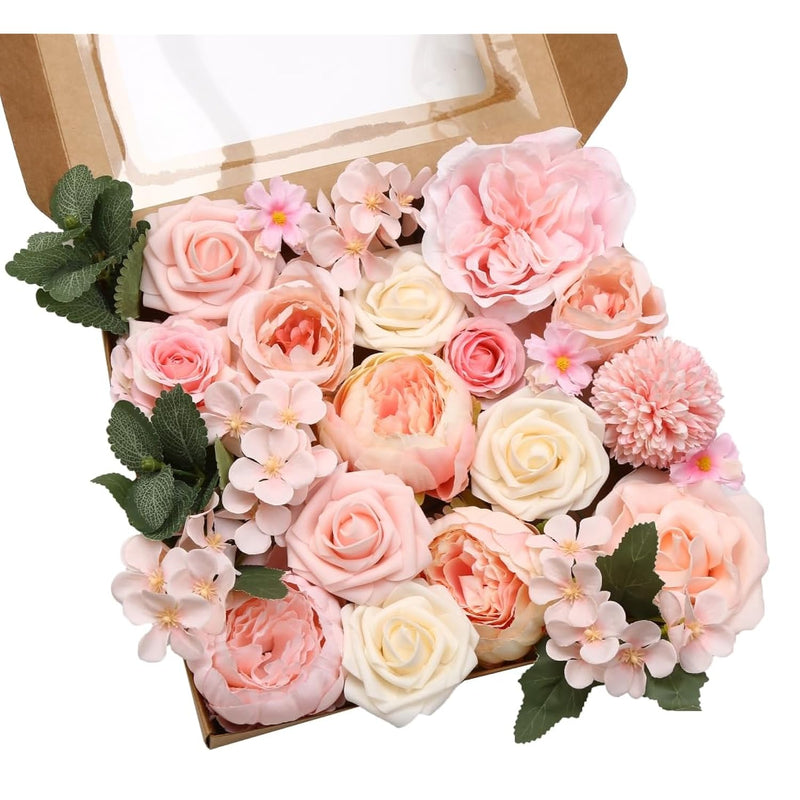 Artificial Flower Pink Flowers Peonies, Silk Peony Faux Flowers Wedding Bouque