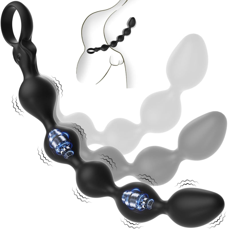 Flexible Silicone Vibrating Anal Beads 13.1 Inch, Rechargeable Prostate Massager With 10 Vibration Modes, Adult Sex Toys & Games, Men Women Butt Plug Sex Toys, Anal Play For Couple