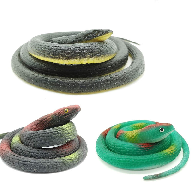 3 Pieces Realistic Rubber Snakes In 2 Sizes 47 Inches And 29 Inches, Fake Snak