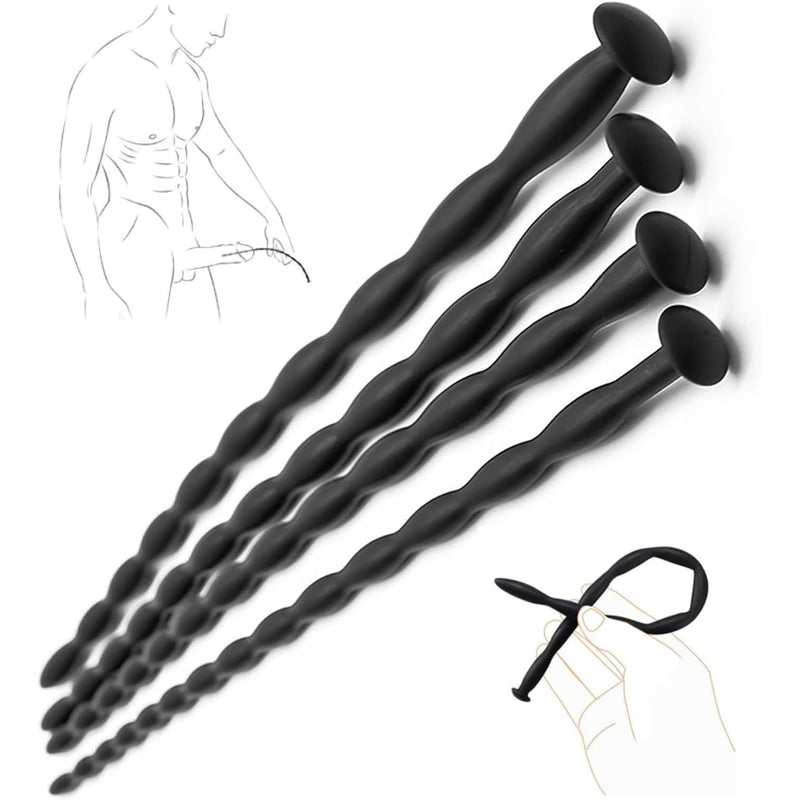 4 Pack Urethral Sounding Rods, Silicone Sound, Urethral Sound, Sounding Kit, Agrandador De Pene, Sounding Rod Long Term Wear, Penis Sounds, Sounding Plug Sounding Road Set For Men Urethra Stimulation