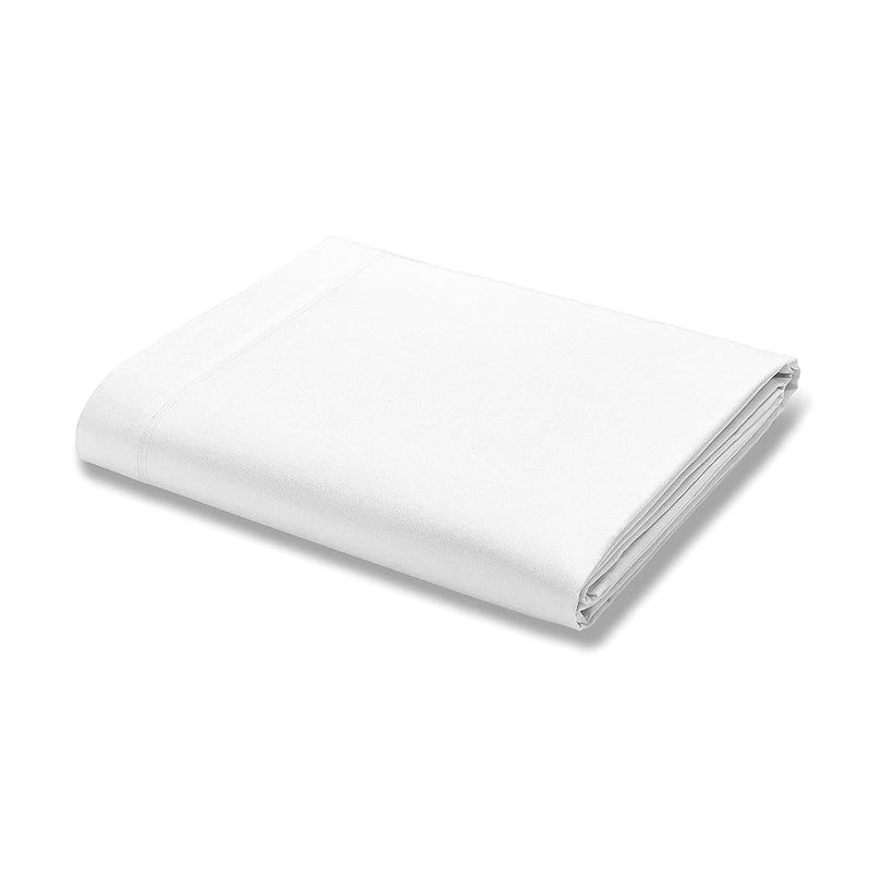 100% Cotton White Flat Sheets Only Queen Size, Cool & Crisp Percale Queen Flat