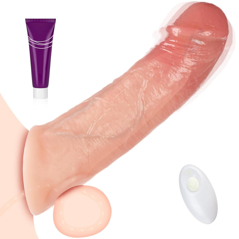 Penis Sleeve Cock Sleeve Vibrator Realistic Adult Male Sex Toy For Men Penis Extender & Thicken Vibrating Cock Ring Sleeve 10 Mode Remote Control Soft Silicone Penis For Men Couples