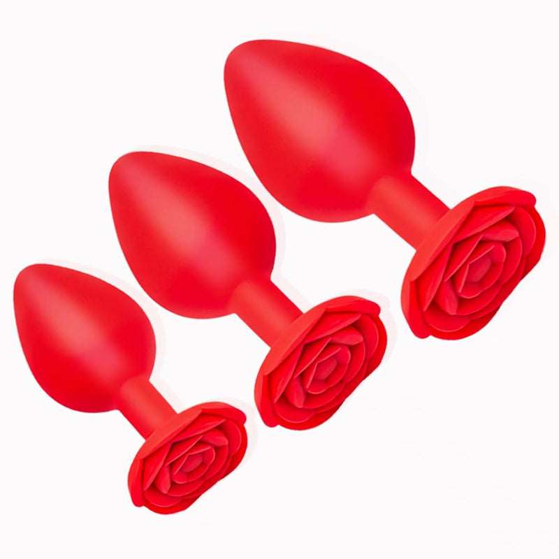 Silicone Anal Plug, Rose Baseprostate Stimulating Anal Toy - Butt Plug Men Women Masturbation Adult Sex Toys And Games (Red)