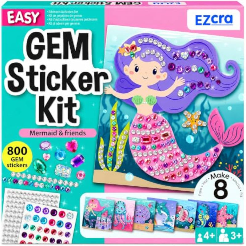 Mermaid Gem Sticker Kit for Kids - 800 Stickers, 8 Underwater Themes