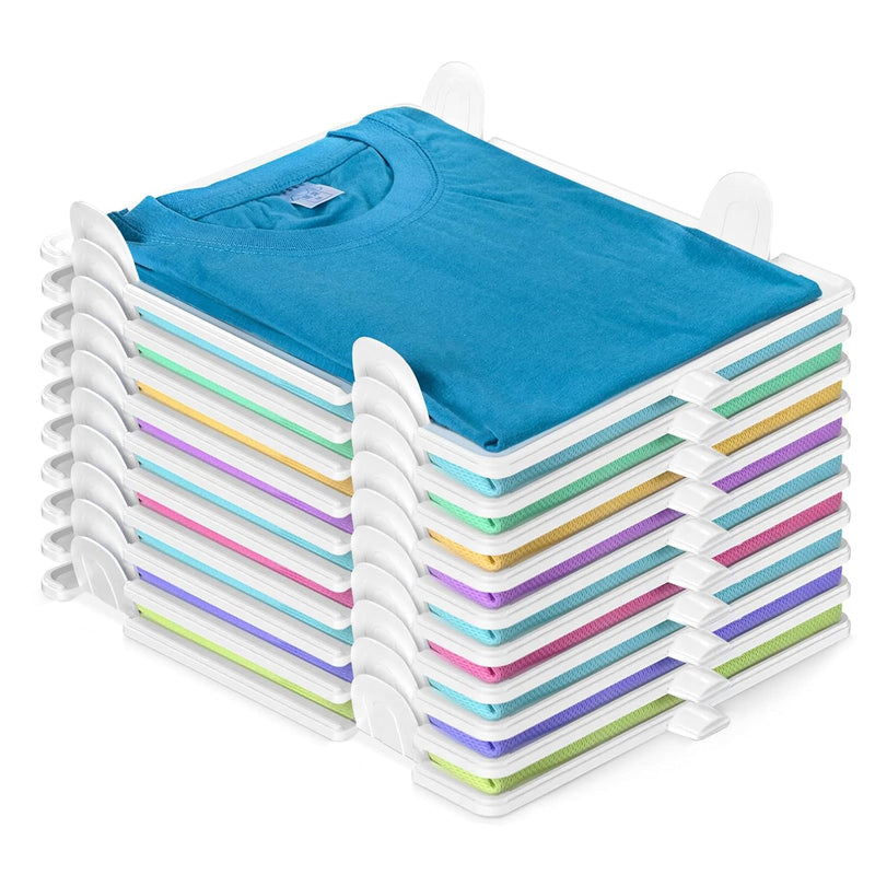 10 Pack T Shirt Organizer Closet Organizer Durable Stackable Clothing Trays - Sh