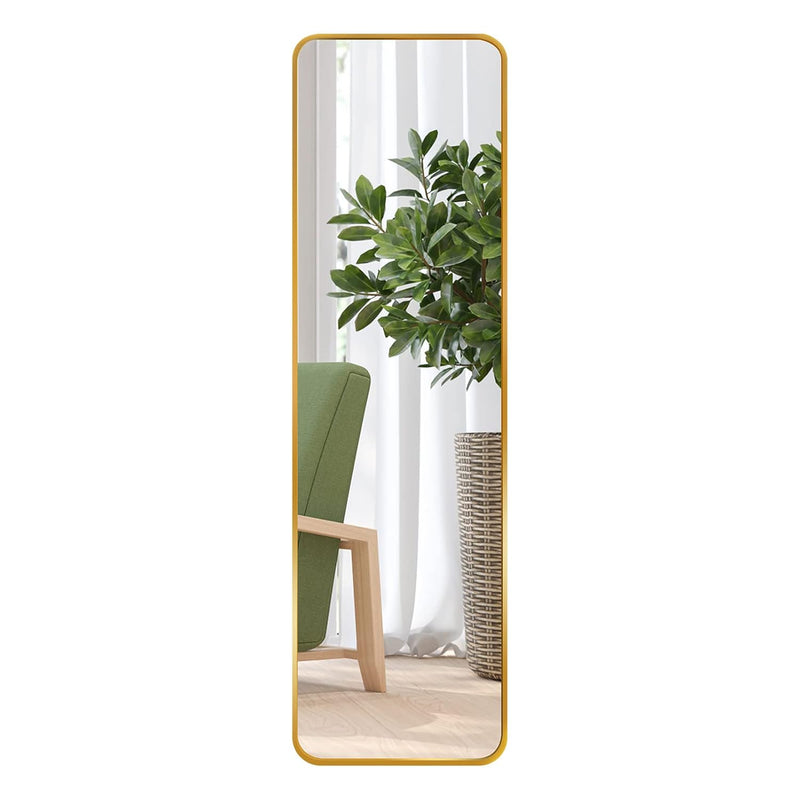 47"X14" Gold Full Length Mirror With Aluminum Alloy Frame, Modern Long Wall Mi