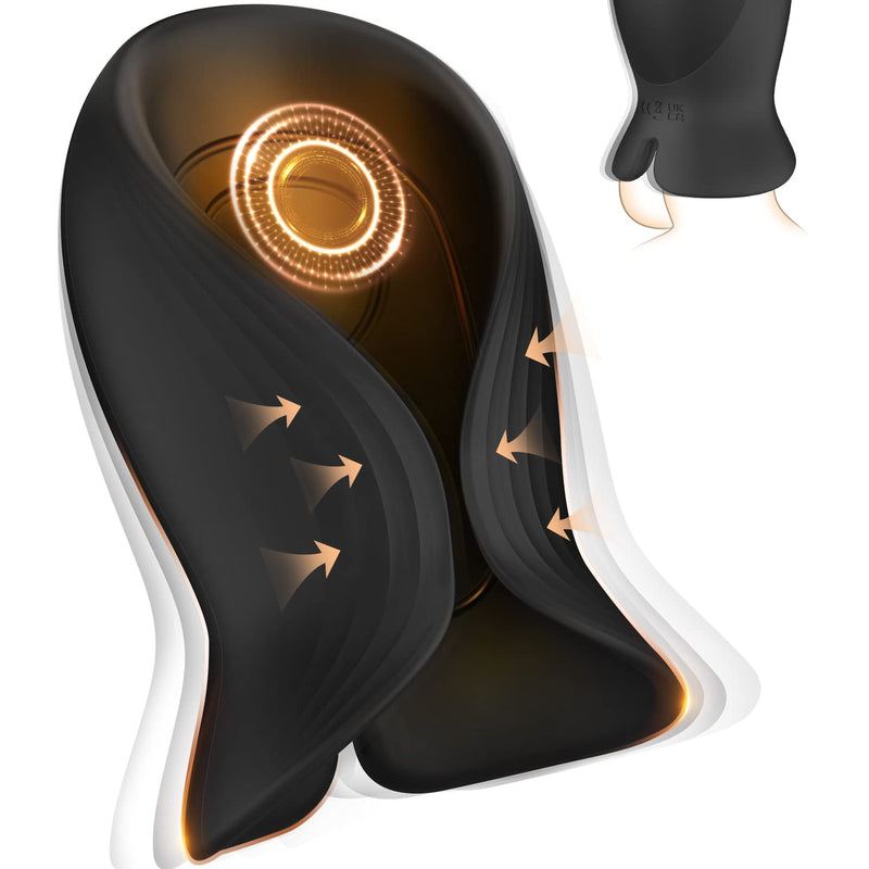 Penis Training Vibrator With 12 Powerful Vibrations, Testicle Coverage & Multifunctional Male Vibrator For Male Masturbation, Male Sex Toy For Penis Stimulation & Endurance Training Black