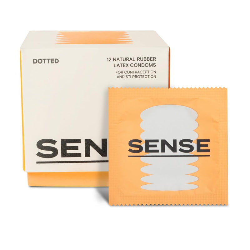 Dotted Latex Condoms For Comfort & Enhanced Sensitivity - Silky Smooth Dotted Condom For Her Pleasure - Electronically Tested, Vegan, Hypoallergenic Textured Condom For Men, 12 Pack