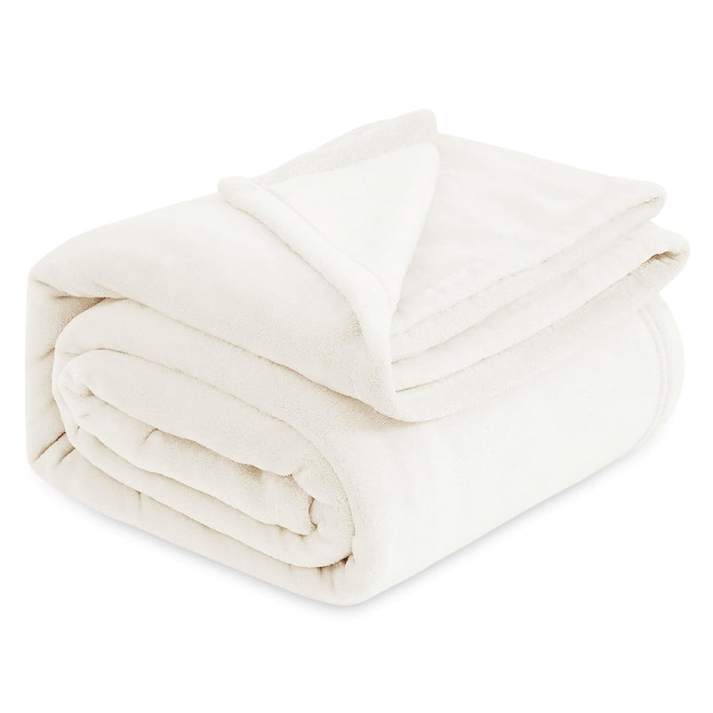 Fleece Blankets King Size Cream - Bed Blanket Soft Lightweight Plush Cozy Fuzz