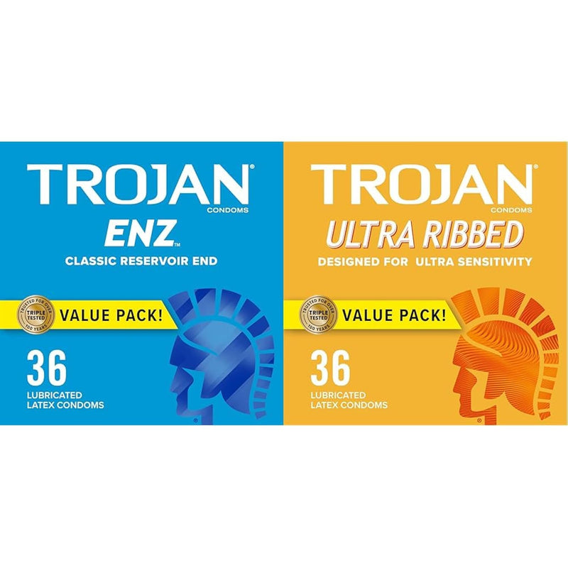 Enz Lubricated Condoms, Latex Condoms For Contraception And Sti Protection, America’S Number One Condom, 36 Count Value Pack & Ultra Ribbed Condoms For Ultra Stimulation, 36 Count, 1 Pack