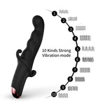 Magical Black Waterproof Adult Tools For Women 9 Inch Rabbit Ears Toy 10 Modes Realistic Silicone Usb Rechargeable Handheld Portable Gifts For Her
