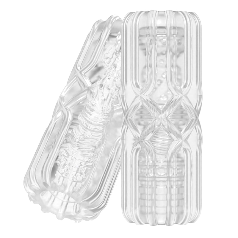 Manual Male Masturbator Stroker - Realistic 3D Textured Stroker Sleeve With Enhanced Soft Tpe, Handheld Pocket Pussy For Men, Reusable & Easy To Clean (Transparent)
