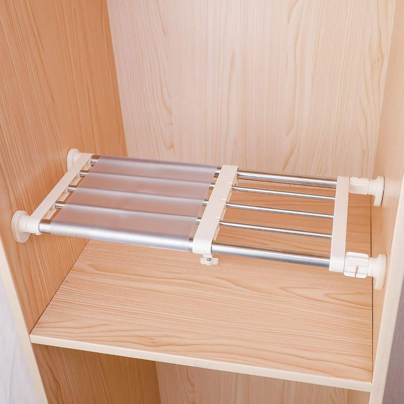 Closet Tension Shelf & Rod Expandable Metal Storage Rack Adjustable Organizer Di