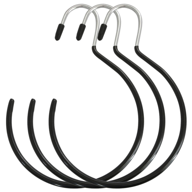 3Pcs Black Non-Slip Belt Rack Tie Hanging Hooks Closet Accessories Scarf Ring Ha