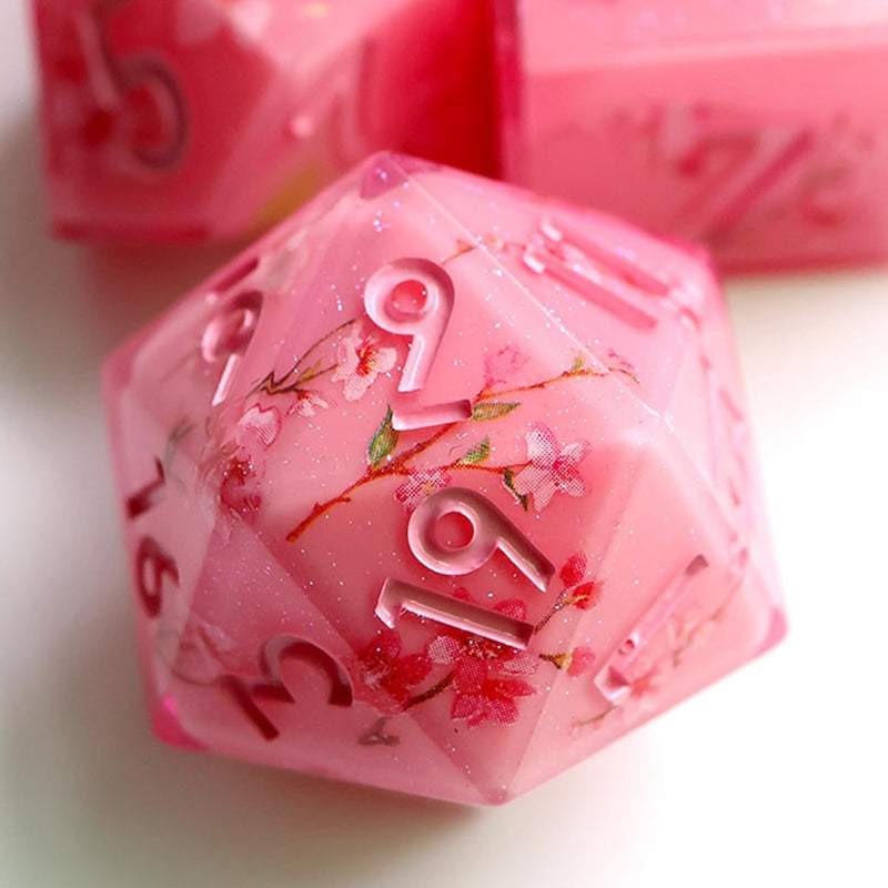 Dnd Dice Set 7Pcs Handmade Sharp Edge Resin Dice With Gift Case For Dungeons A