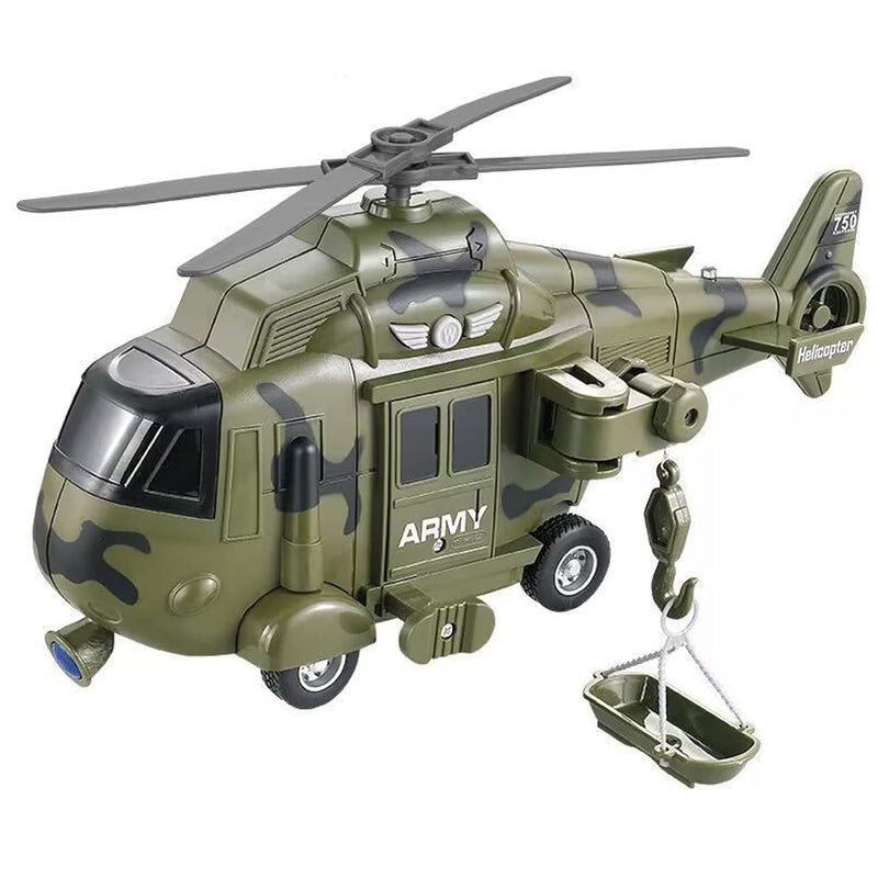 Military Helicopter Toy With Lights And Sound Sirens,Friction Powered Boys