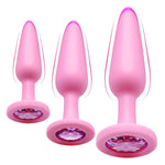 3Pcs Pink Silicone Gem Anal Butt Plug Set- Small, Medium And Big Gem Butt Plug,Suitable Beginners Advanced Users Comfortable Long-Term Wear,Sex Slave Abuse Sex Toys For Women Men Couples Lover