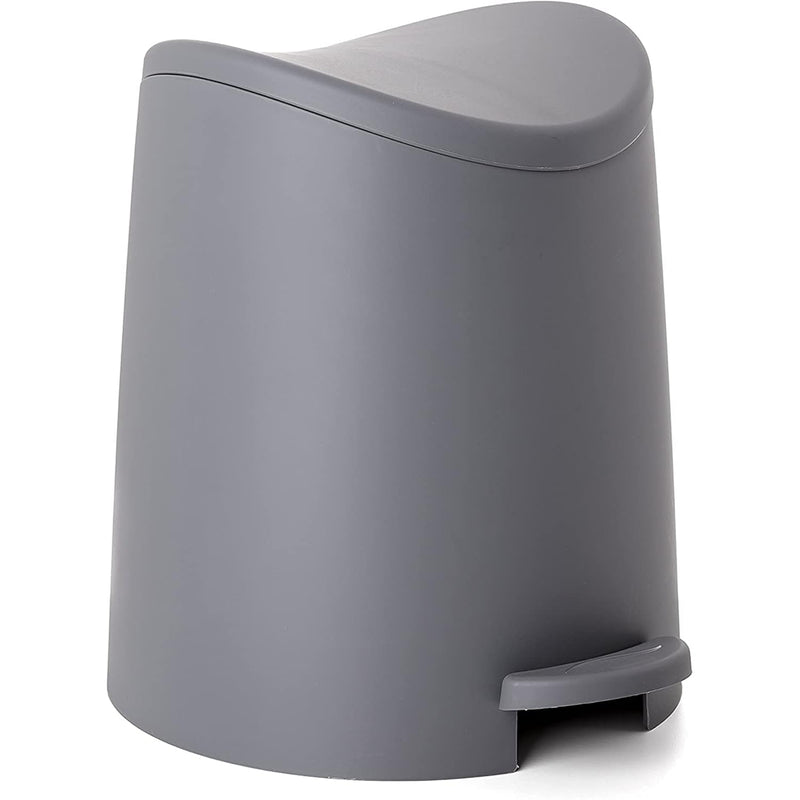 Mini Plastic Bathroom Trash Can With Lid 3 Liter Grey Modern Curved Step On Tras