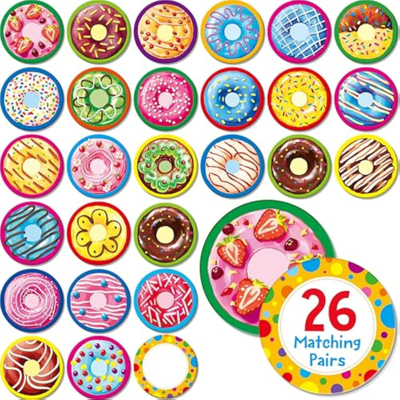 52 Pcs Donut Matching Game, 26 Designs Dessert Cards Engaging Food Memory Game, Educational Learning Toys For Preschool 4 5 6 Years Old