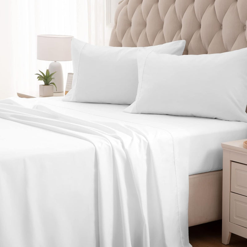 Super Soft Cooling Twin Bed Sheets Set 3 Piece - Easy Care Fitted Flat Sheet &