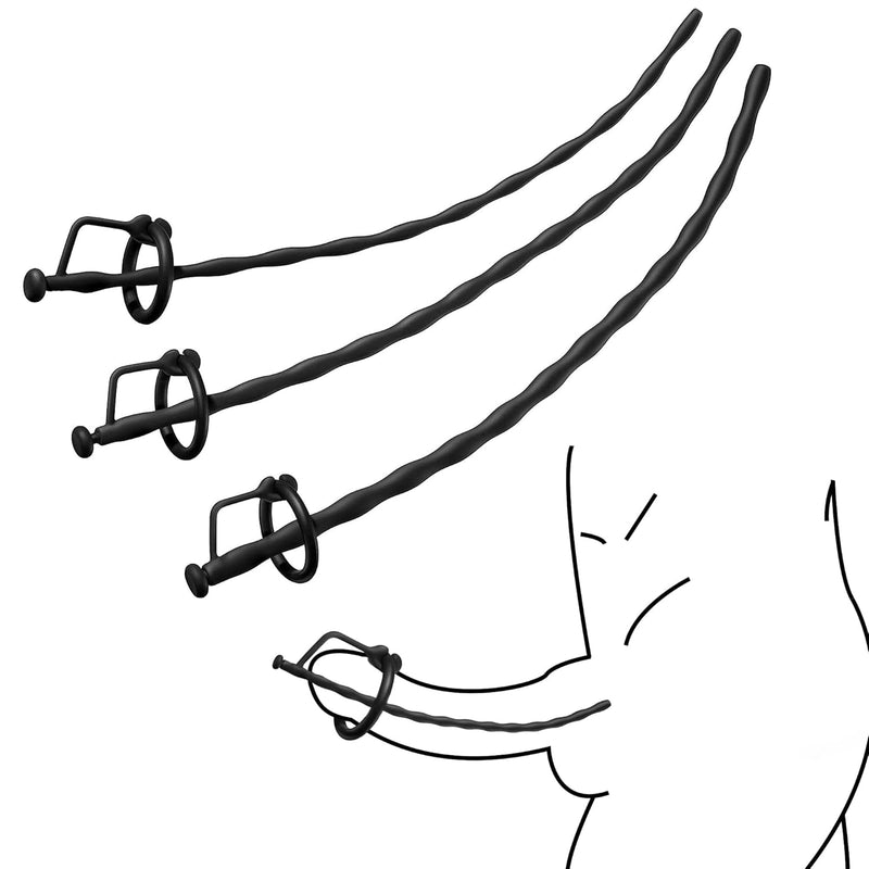 Silicone 3Pcs Urethral Sound Beads Hollow Urethral Plug Probe Tube Urinary Dilator Urethra Masturbation Rod