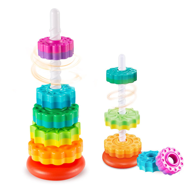Baby Spinning Stacking Toys Sensory Toys For Toddlers 1 3, Rainbow Ring Spi