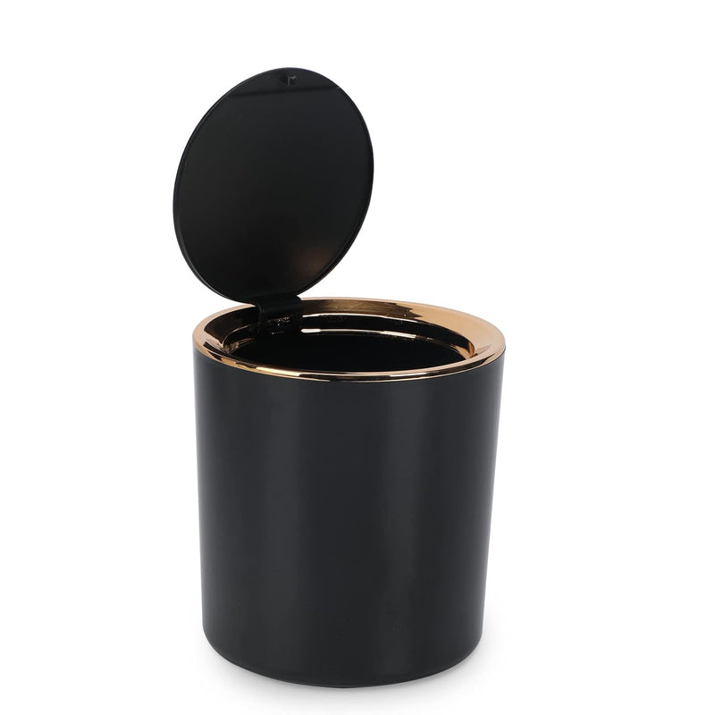 Small Trash Can Wastebasket With Lid Round 2.6L Mini Desk Top Bin For Vanity Bat