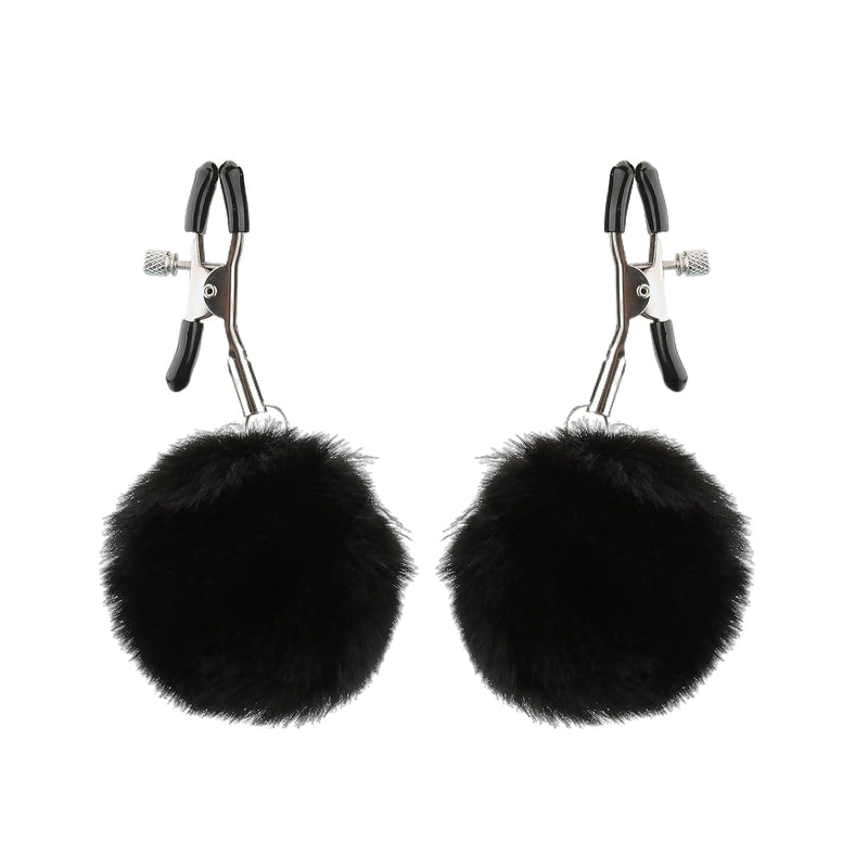 Sexy Nipple Clamps Non Piercing For Women, Adjustable Nipple Clips Non Pierced With Pom-Pom For Beginner, Decorative Body Jewelry Chain Nipple Toys, Breast Clamps Novelty (Style D)