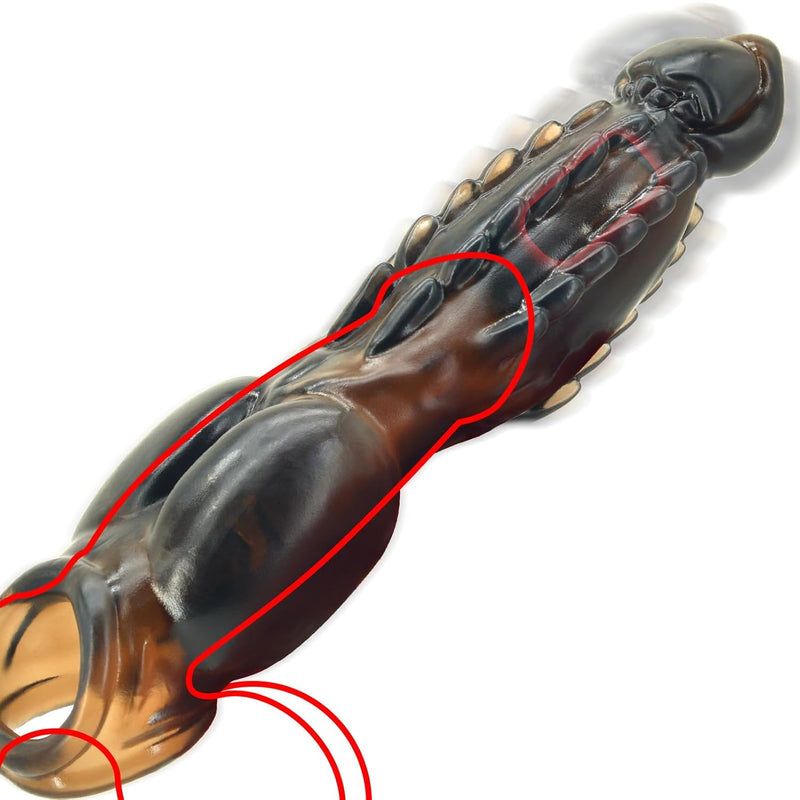 Vibrating Penis Sleeve With Ball Stretcher - Black Reusable Ribbed Stretchy Cock Extender Sheath With Thick Knot - Penis Enlarger Sex Toy For Couples Men