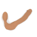 Slim Silicone Strapless Strap-On, Harness-Free Double Dildo (Without Vibrator) Small Size: 5.5 X 1.25 Inches In Cocoa Tan
