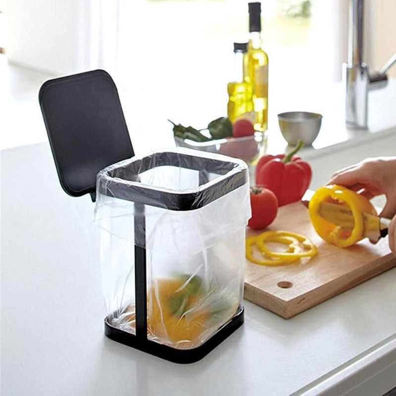 Metal Countertop Trash Can Garbage Bag Holder For Home Kitchen (Black) …