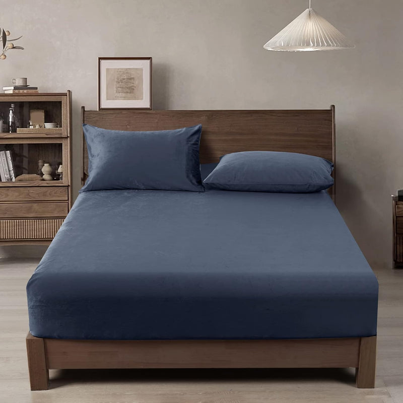 Truly Velvet Fitted Sheet Queen Size, 1 Pack Luxury Super Soft Cozy Comfy Flan