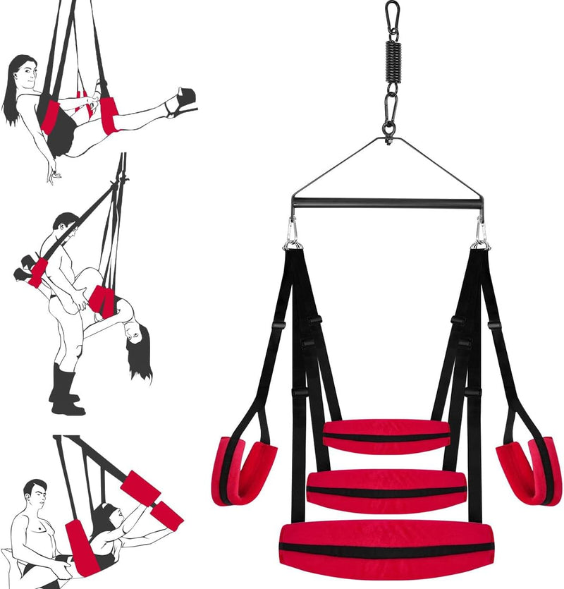360° Rotating Sex Swing with Adjustable Straps – BDSM Sling for Couples' Pleasure