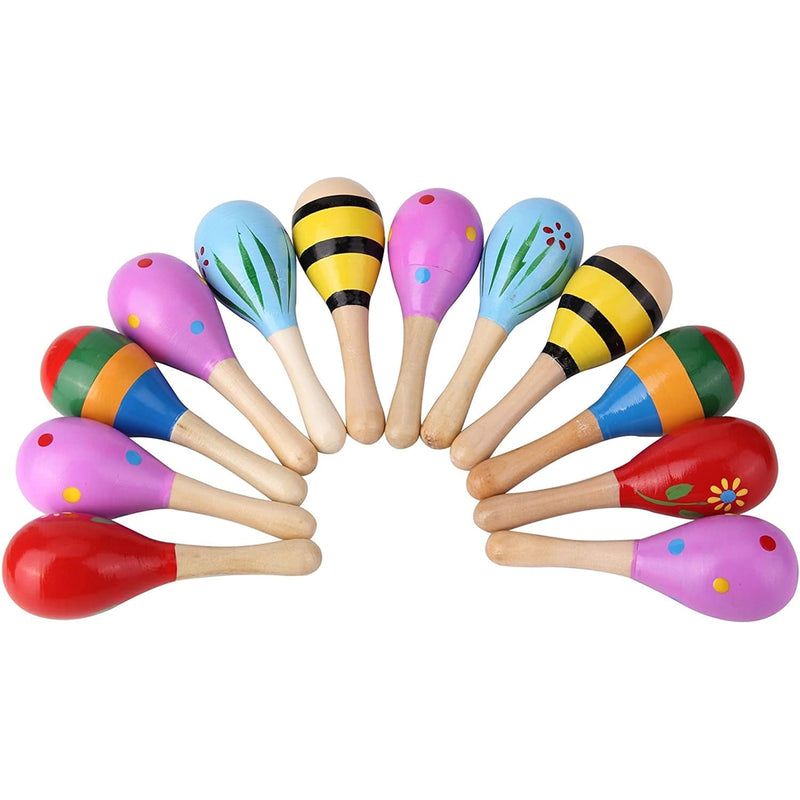 6 Pcs Mini Fiesta Wooden Maracas Toys, Wooden Maracas Festival Painting, Wo