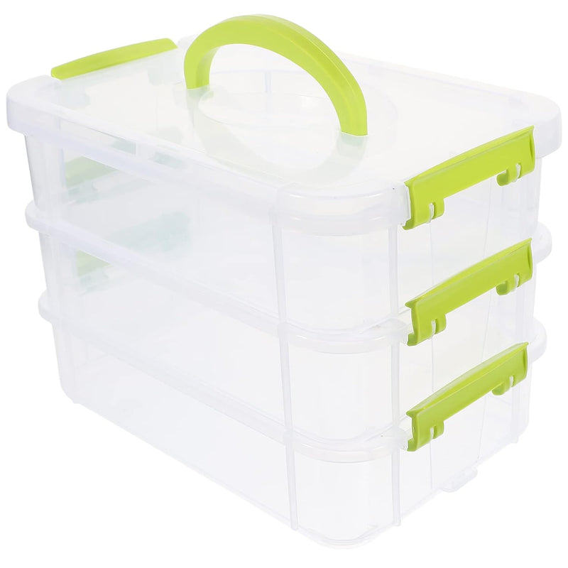 3-Tier Stackable Storage Container Box Handled Organizer Storage Box Stackable C