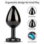 Anal Plug 3PCS Training Set - Metal Butt Plug Kit with Crystal Diamond