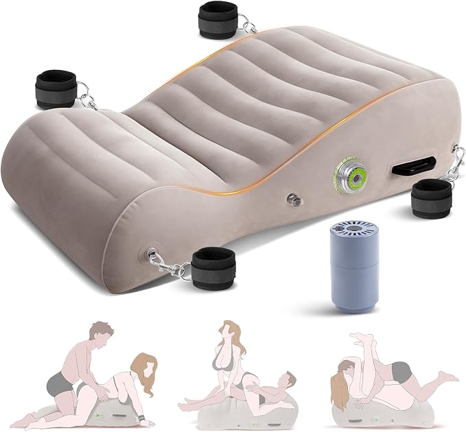 Inflatable BDSM Position Pillow with Electric Pump, Bondage Anchors & Wedge Support