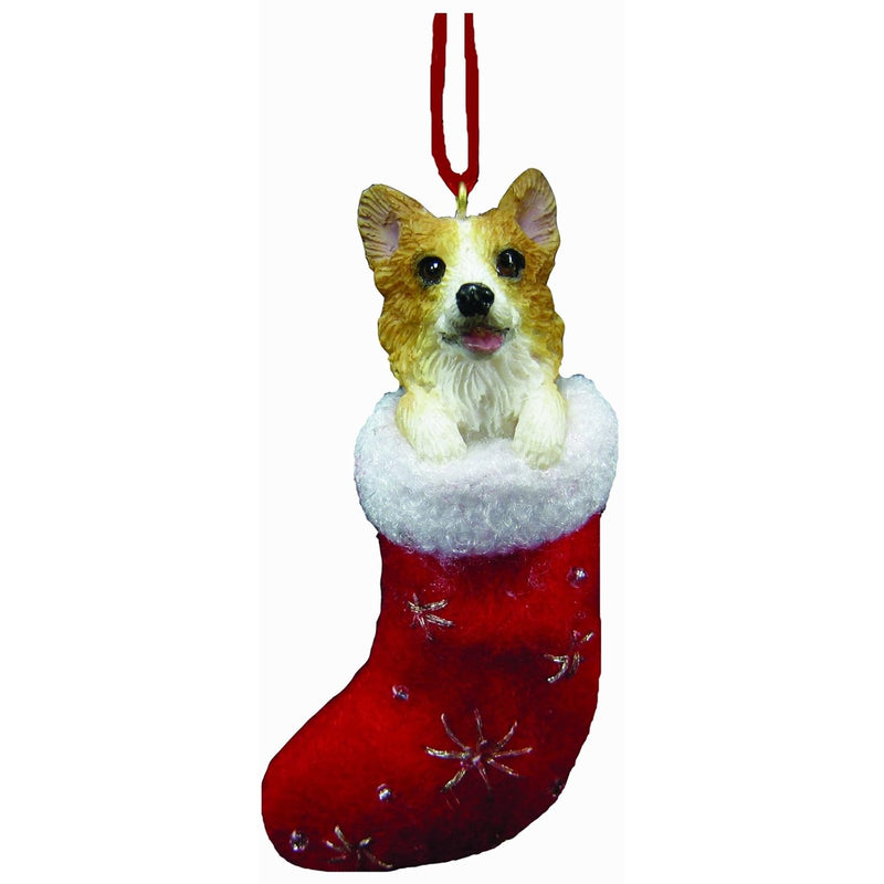 Welsh Corgi Christmas Stocking Ornament With "Santa'S Little Pals" Hand Painte
