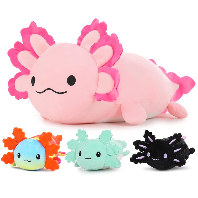 4Pcs Giant Axolotl Plush With 3 Babies Inside 23.5" Large Ultra Soft Axolot