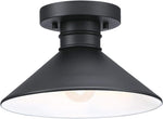6112900 Watts Creek 11 Inch Rustic/Arts & Crafts One-Light Outdoor Semi Flush Mount Ceiling Light, Dark Sky Friendly, Textured Black Finish