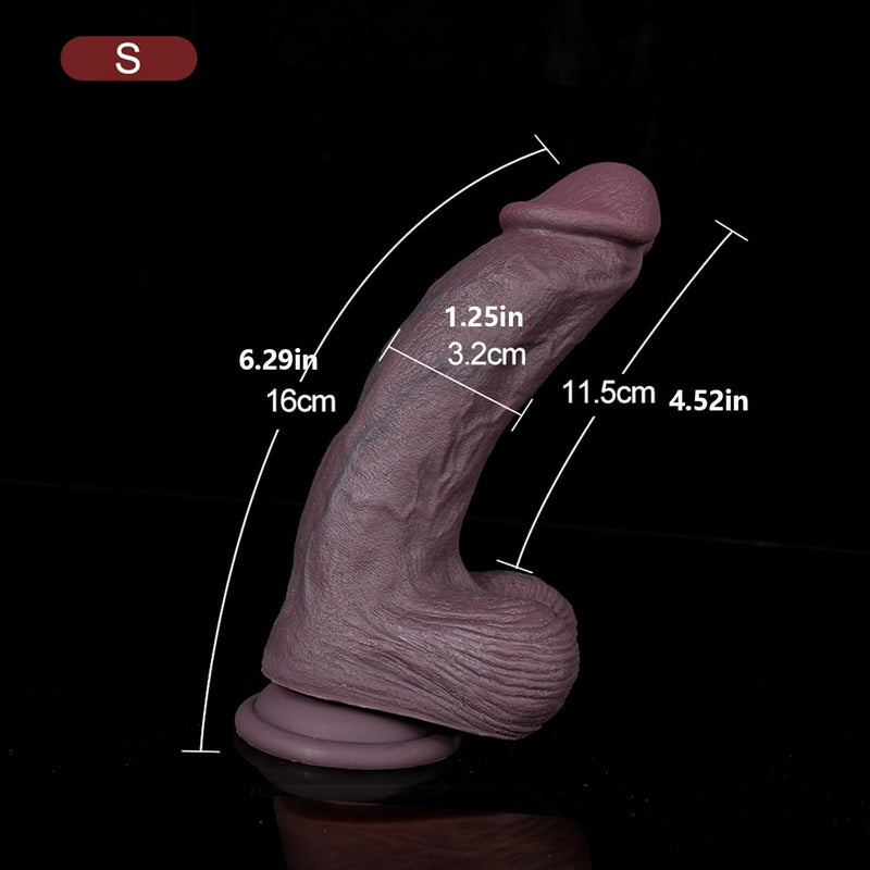 3 Sizes Of Double Layer Silicone Realistic Dildo, Soft Lifelike Dildo Toy Thick Fake Penis Dildo With Strong Suction Cup Adult Sex Toy For Women - S