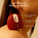 Kiss Tapping Massager For Women With Warming, Heated Vibrator With Warm & Wet Sensations, Dual Tapping Zones Cruise Around Upper Clitoris & Lower Vulva, Female Sex Toy (Chocolate)