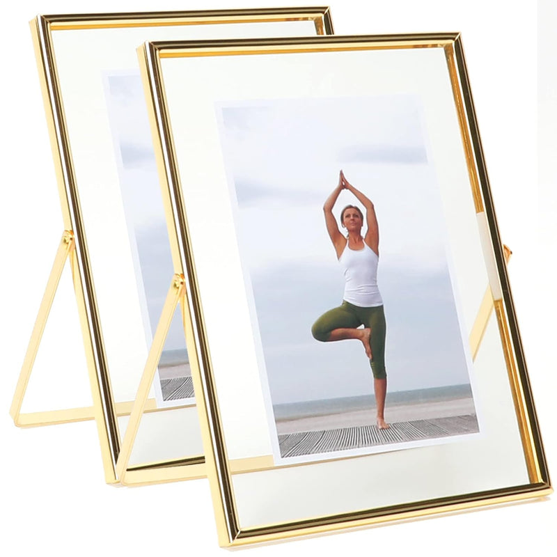 Gold Floating Frame (8"X10", Vertical, 2 Set), For Picture 7X9, 6X8, 5X7, Tabl
