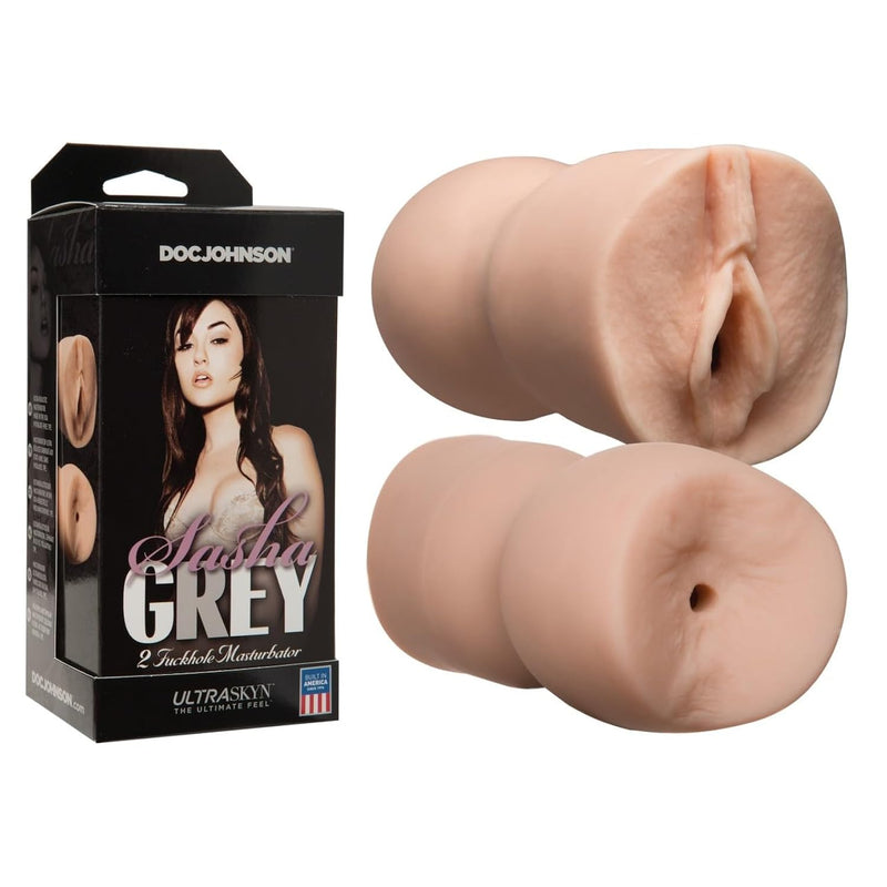 Sasha Grey - Ultraskyn - 2 Fuckhole Masturbator - Open-Ended Handheld Stoker - Pussy And Ass - Double-Sided Stroker